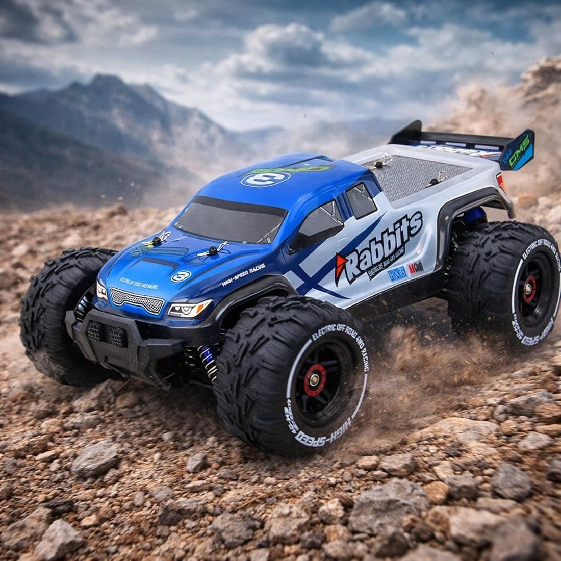 1:18 Scale 4WD RC Rock Crawler Monster Truck – 35 KPH High-Speed Off-Road Remote Control Car with LED Lights & Rechargeable Battery