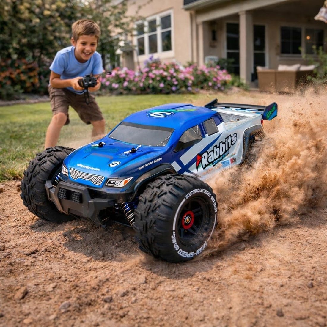 1:18 Scale 4WD RC Rock Crawler Monster Truck – 35 KPH High-Speed Off-Road Remote Control Car with LED Lights & Rechargeable Battery