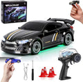Mini RC Drift Car 1:64 Scale 4WD Remote Control Car with LED Lights, 2 Speed Modes, 2.4GHz Racing Drift Car with Track Mat & Obstacles, Rechargeable Toy for Kids & Adults