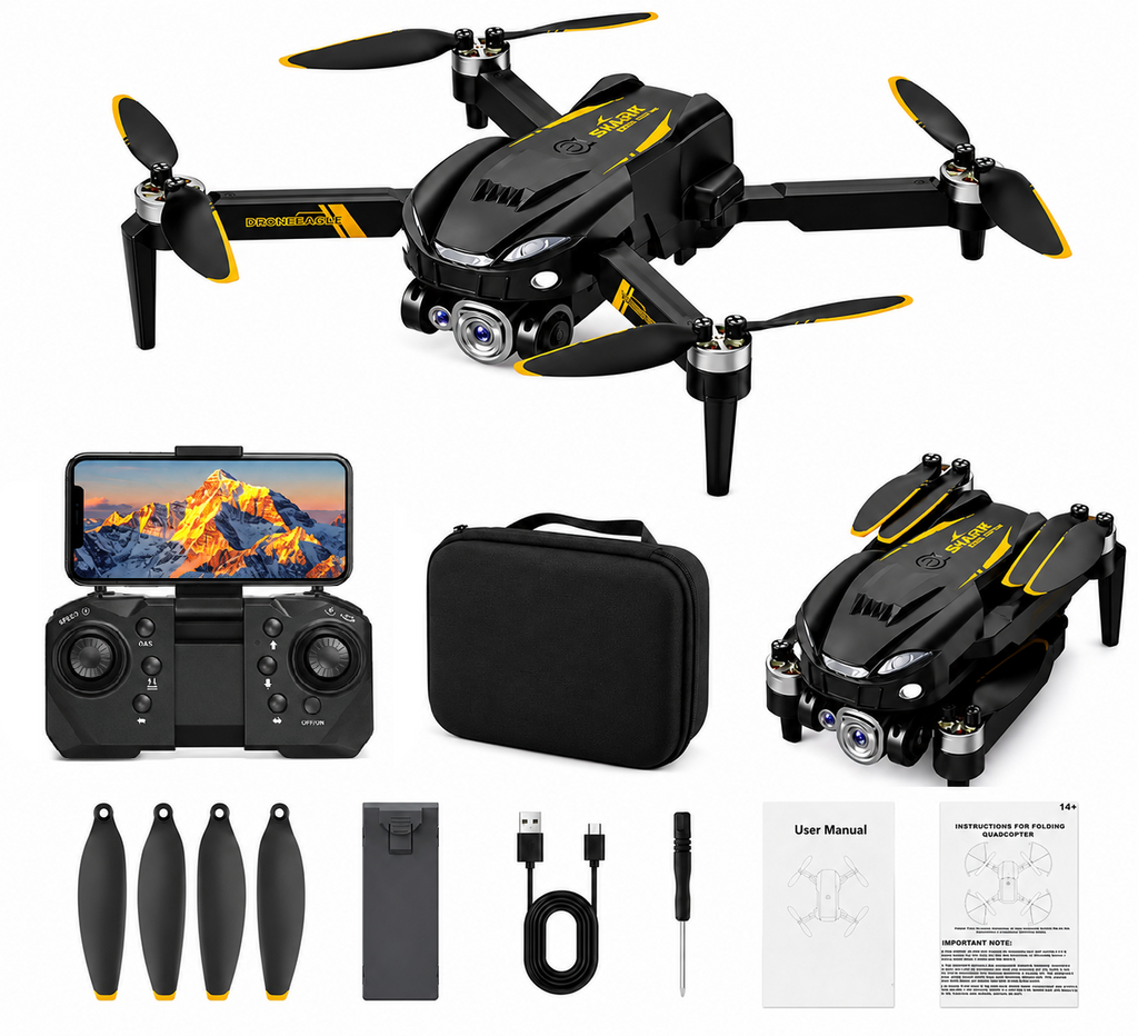 S8 Drone with 4K HD Dual Camera, 4 Brushless Motors, Optical Flow Positioning, 360° Flip, Gesture Control, Headless Mode, One-Key Take-Off/Landing & 2.4GHz Remote Control