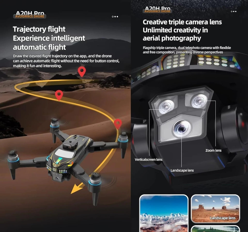 Foldable Drone with 4K UHD Camera, Brushless Motors, Obstacle Avoidance, Smart Auto Return, LCD Display Remote Control, Long Flight Time RC Quadcopter for Kids & Adults