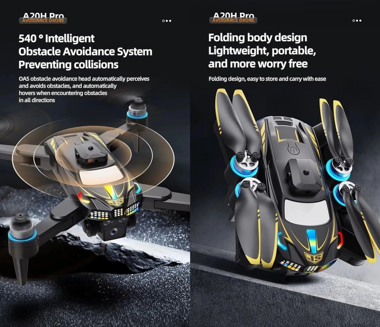 Foldable Drone with 4K UHD Camera, Brushless Motors, Obstacle Avoidance, Smart Auto Return, LCD Display Remote Control, Long Flight Time RC Quadcopter for Kids & Adults