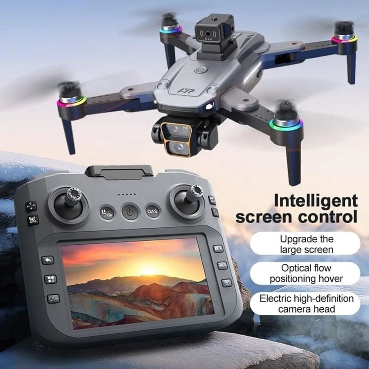 4K Dual Camera Drone with Obstacle Avoidance, Brushless Motor & 4.5" LCD Display Remote | WiFi FPV, One-Key Takeoff/Landing, Gesture Control, Foldable RC Quadcopter