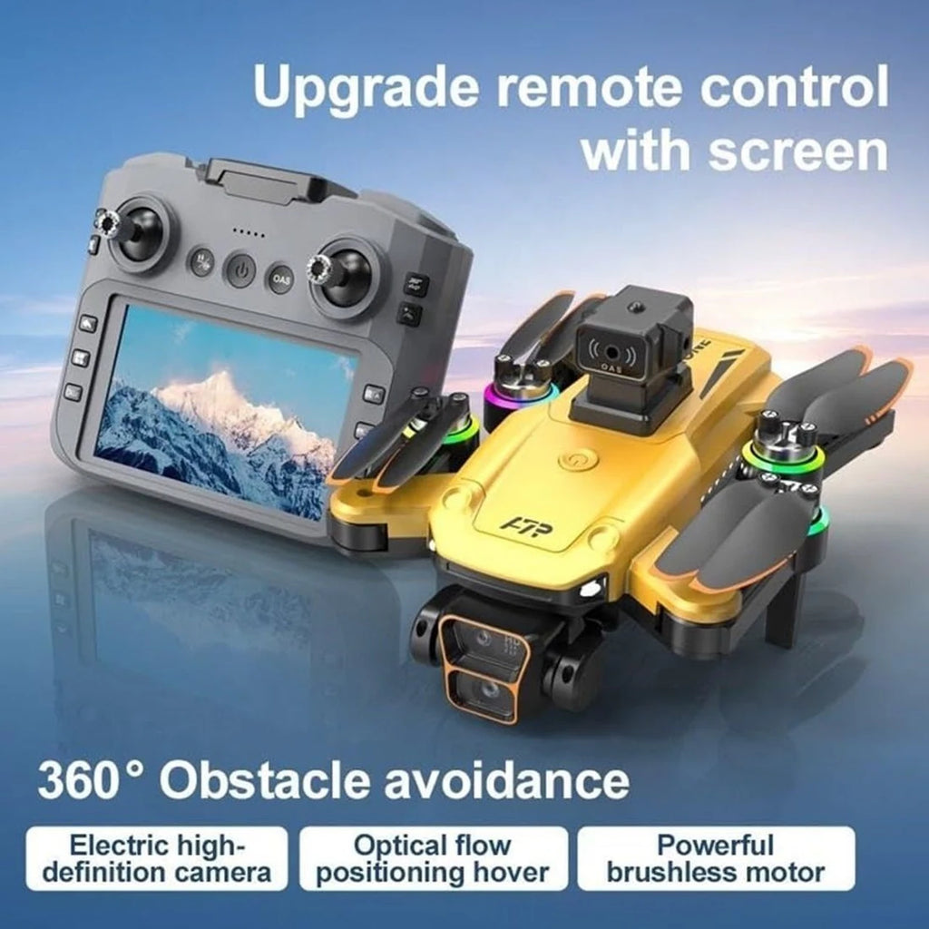 4K Dual Camera Drone with Obstacle Avoidance, Brushless Motor & 4.5" LCD Display Remote | WiFi FPV, One-Key Takeoff/Landing, Gesture Control, Foldable RC Quadcopter