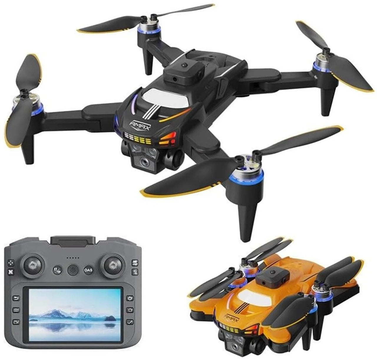 Foldable Drone with 4K UHD Camera, Brushless Motors, Obstacle Avoidance Sensor, Smart Auto Return, 4.5-Inch LCD Display Remote, Altitude Hold, Long Range RC Quadcopter for Adults & Beginners