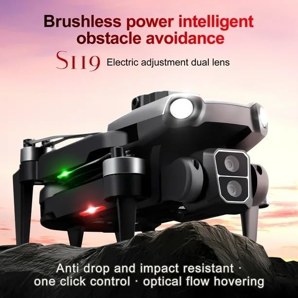 4K Video Camera Drone HD with Brushless Motors, Obstacle Avoidance Sensor, Long Range, 15 Min Flight per Battery, Rechargeable Battery, Smart Auto Return