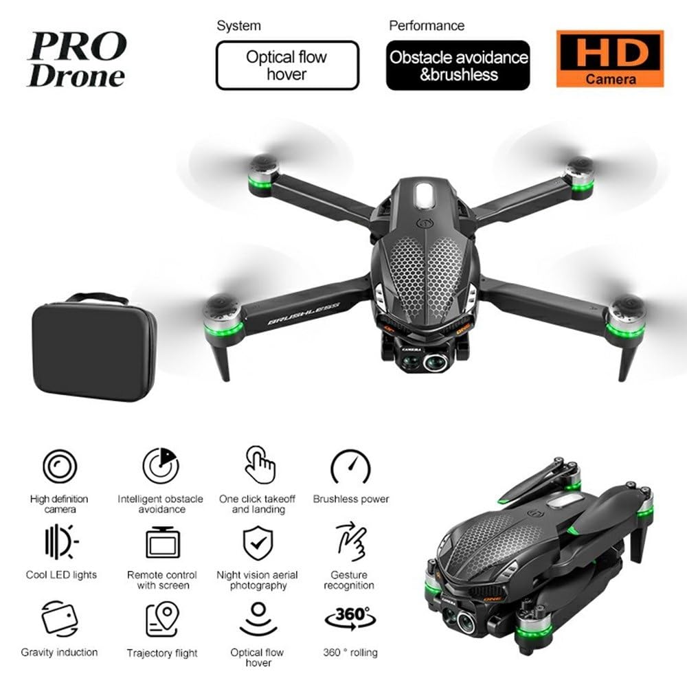 Drone with 4k Camera Foldable 1080P HD Drone with Brushless Motor Obstacle Avoidance FPV Live Video Dual Camera Smart Gestures Selfie One Key Take Off/Landing for Kids and Adults