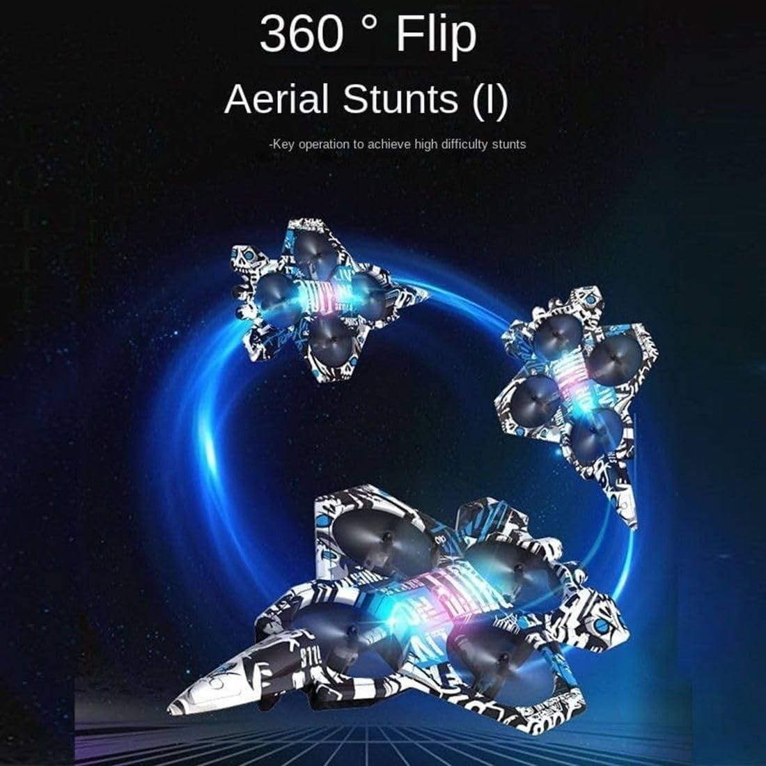 RC Aeroplane for Kids & Adults, 2.4GHz Remote Control Airplane with LED Lights, 360° Stunt Flips, 6-Axis Gyro Stabilization, USB Rechargeable EPP Foam RC Plane for Beginners