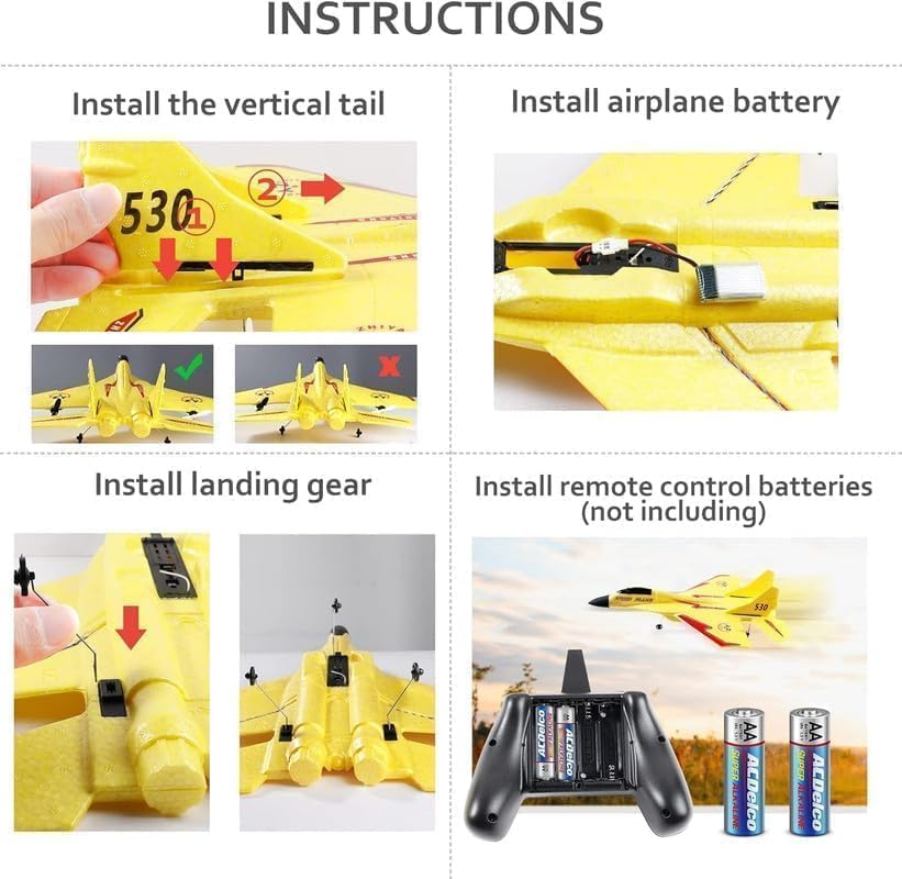 Remote Control Airplane for Kids & Adults, Epp Foam RC Airplane Jet Aircraft RC Glider Automatic Balance Gyro Plane with Night Lights, Stunt RC Gifts for Boys
