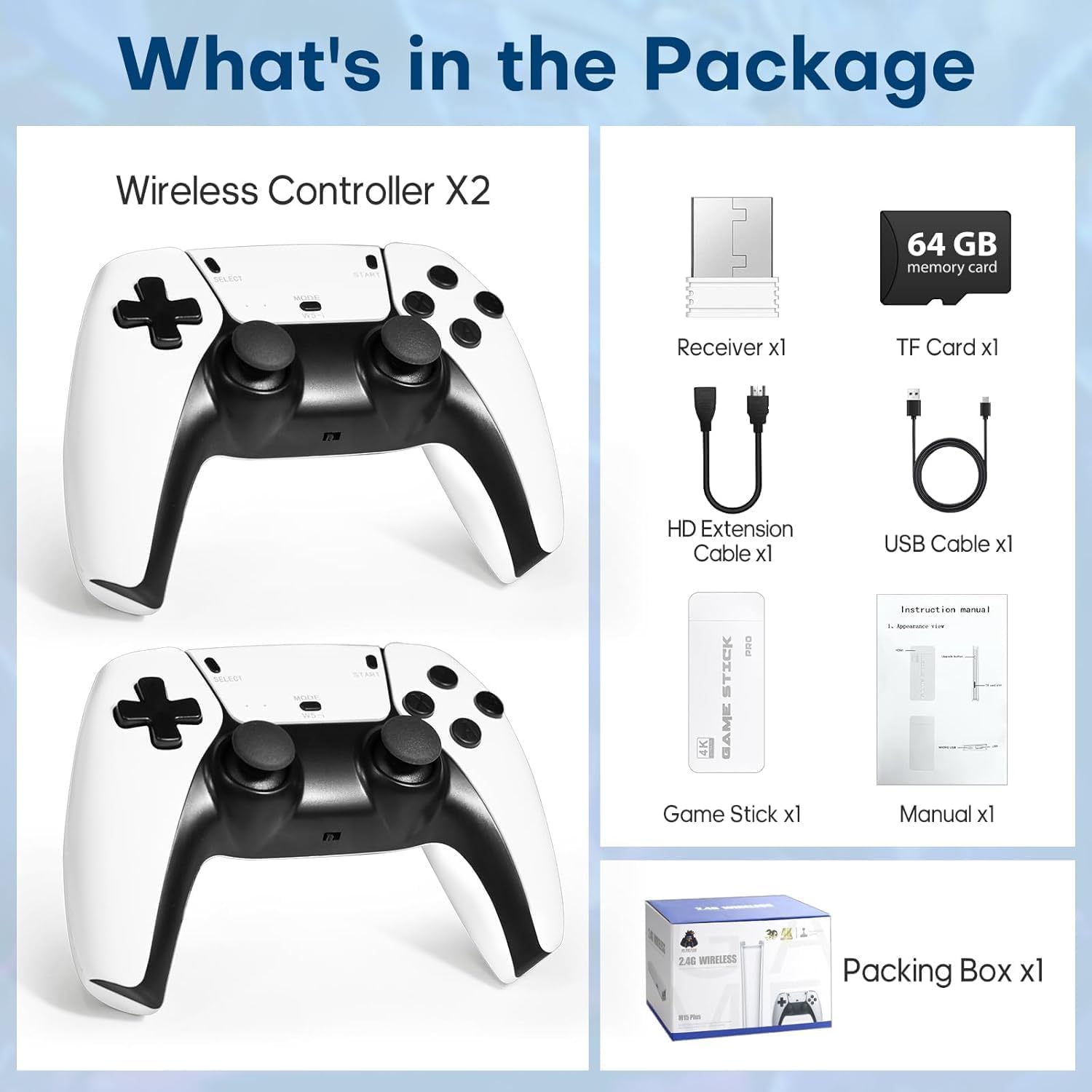 2026 Upgraded 4k TV Plug & Play Video Game with 2 Wireless Controllers - 21000+ Retro TV Gaming Stick Console for Kids & Adults