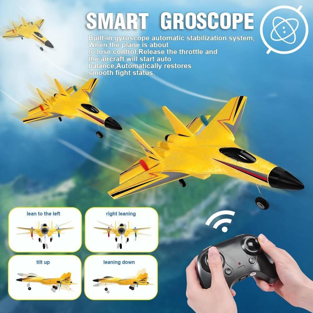 Remote Control Airplane for Kids & Adults, Epp Foam RC Airplane Jet Aircraft RC Glider Automatic Balance Gyro Plane with Night Lights, Stunt RC Gifts for Boys