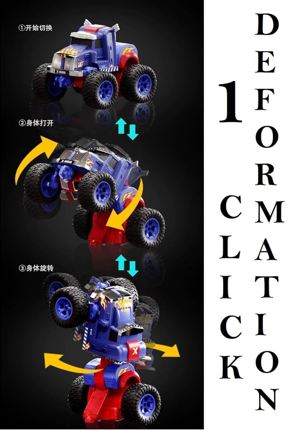 Remote Control Transform Car 360 Deformation RC Robot Truck One Click Convertible Racing Car for Kids Boys Birthday Gifts