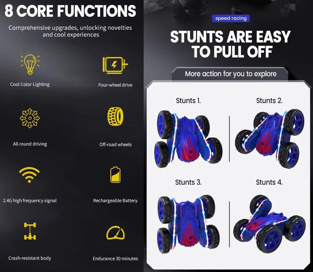 360° Rotate Stunt Car 4x4 Remote Control Car Dual Sided 4WD RC Car 4 Wheel Drive with Rechargeable Battery for Kids Boys Birthday Gift