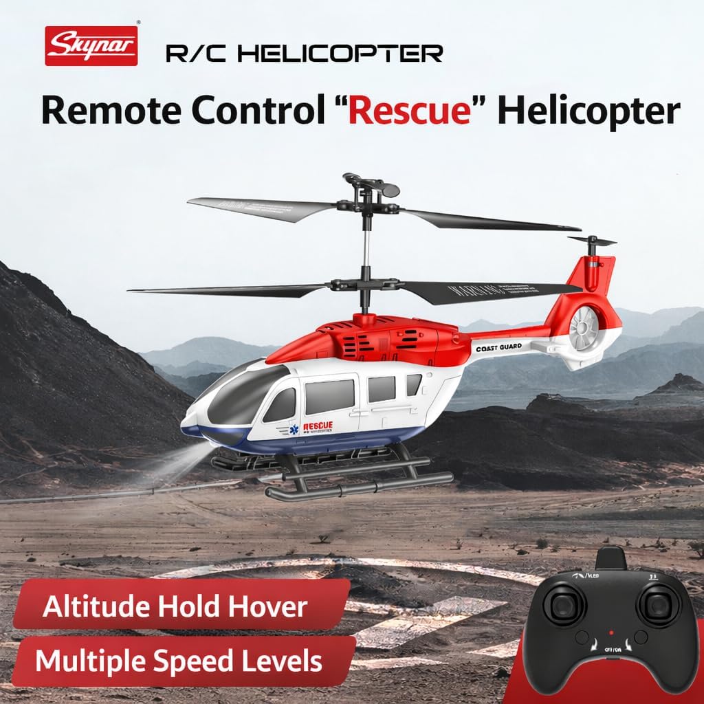 RC Helicopter 2.4 GHz Remote Controlled Flying Helicopter Toy with LED Lights, One Button Start & Altitude Hold Function Gift for Kids Boys