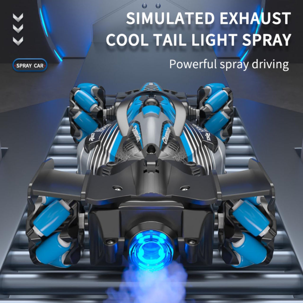 4WD 2.4GHz Drift RC Car with LED Light, F1 Music and Spray Off Road Remote Control Stunt Car 4x4 for 3+ Boys & Girls