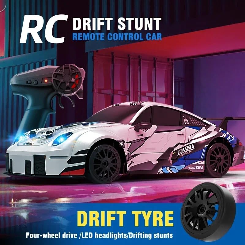 1:24 Remote Control High Speed Racing Drifting Car 20KMH for Boys 4x4 Wheel Drive Rechargeable Extra Drifting Tires Birthday Gifts