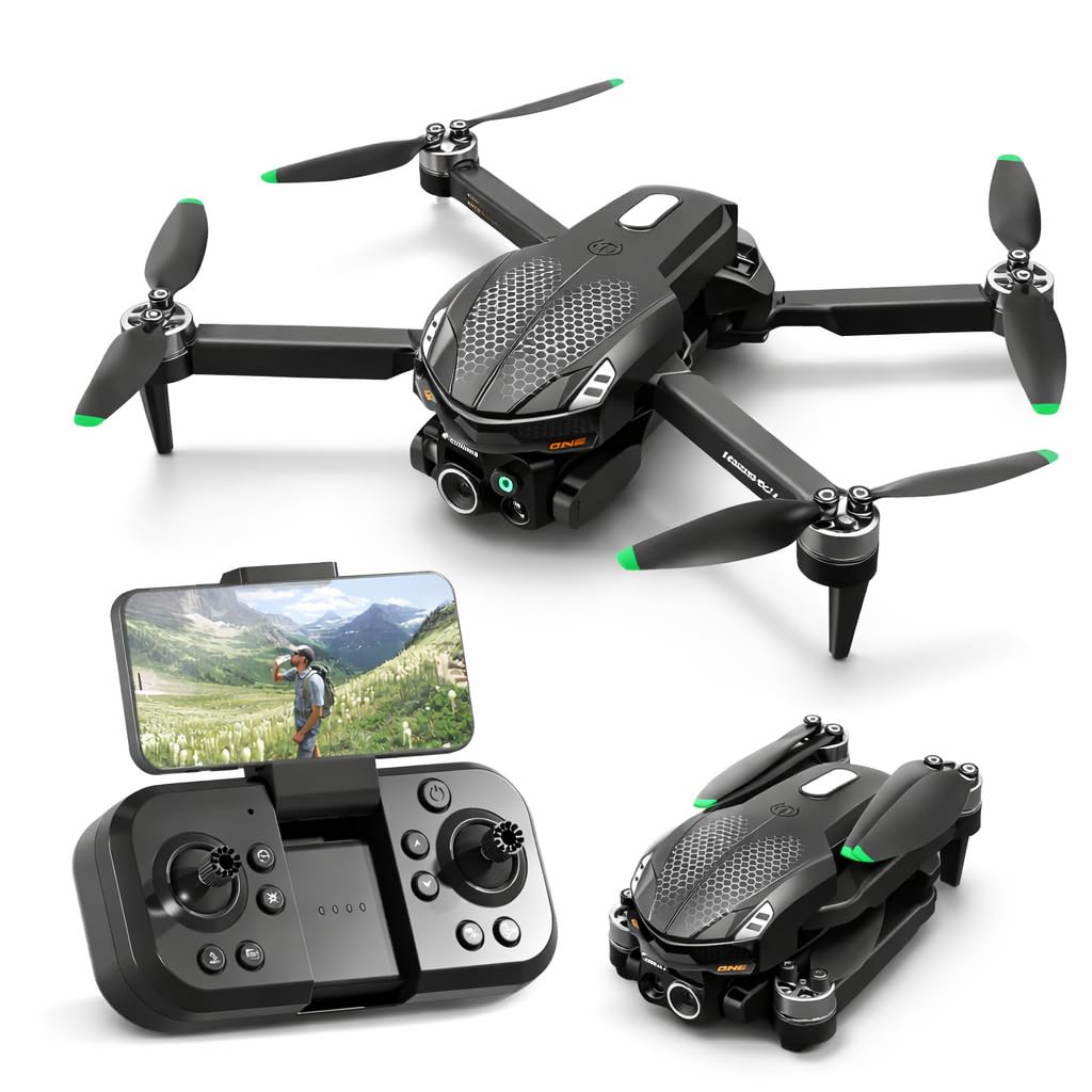 Drone with 4k Camera Foldable 1080P HD Drone with Brushless Motor Obstacle Avoidance FPV Live Video Dual Camera Smart Gestures Selfie One Key Take Off/Landing for Kids and Adults