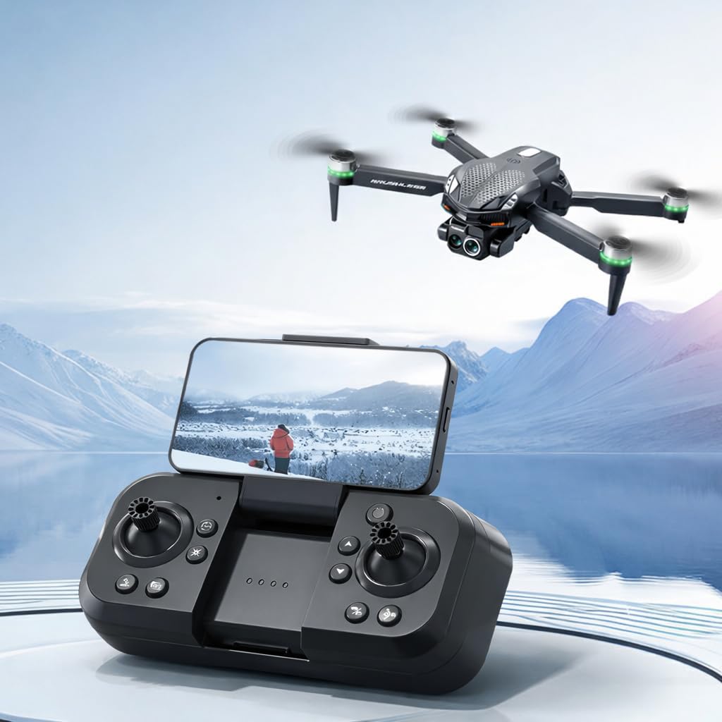 Drone with 4k Camera Foldable 1080P HD Drone with Brushless Motor Obstacle Avoidance FPV Live Video Dual Camera Smart Gestures Selfie One Key Take Off/Landing for Kids and Adults