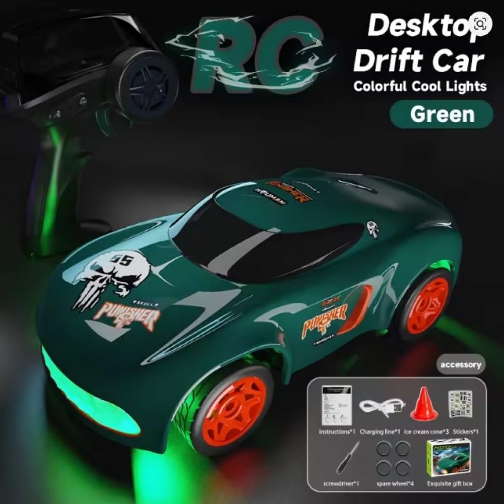 1:64 Scale Mini RC Drift Car Remote Control Car with LED Lights & Speed Mode, 2.4GHz Stunt Drifting Car Toy, Hobby Gift for Kids & Adults