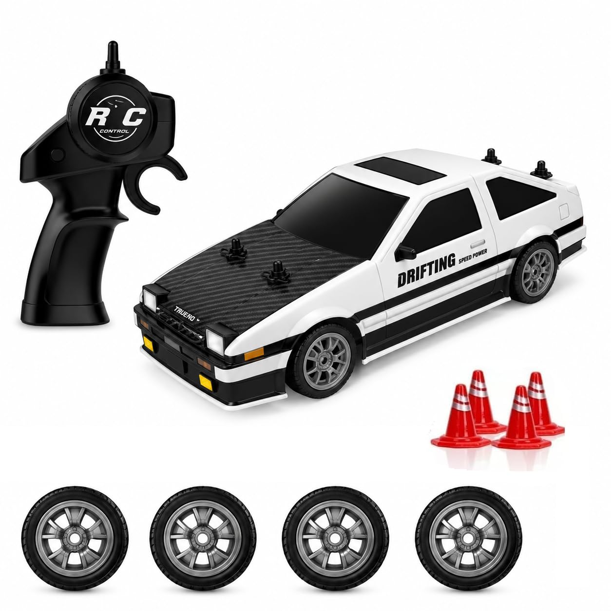 RC Drift Car, 1:24 Remote Control High Speed Racing Drifting Car 20KMH for Boys 4x4 Wheel Drive Rechargeable Extra Drifting Tires Birthday Gifts
