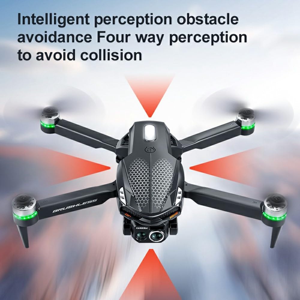 Drone with 4k Camera Foldable 1080P HD Drone with Brushless Motor Obstacle Avoidance FPV Live Video Dual Camera Smart Gestures Selfie One Key Take Off/Landing for Kids and Adults