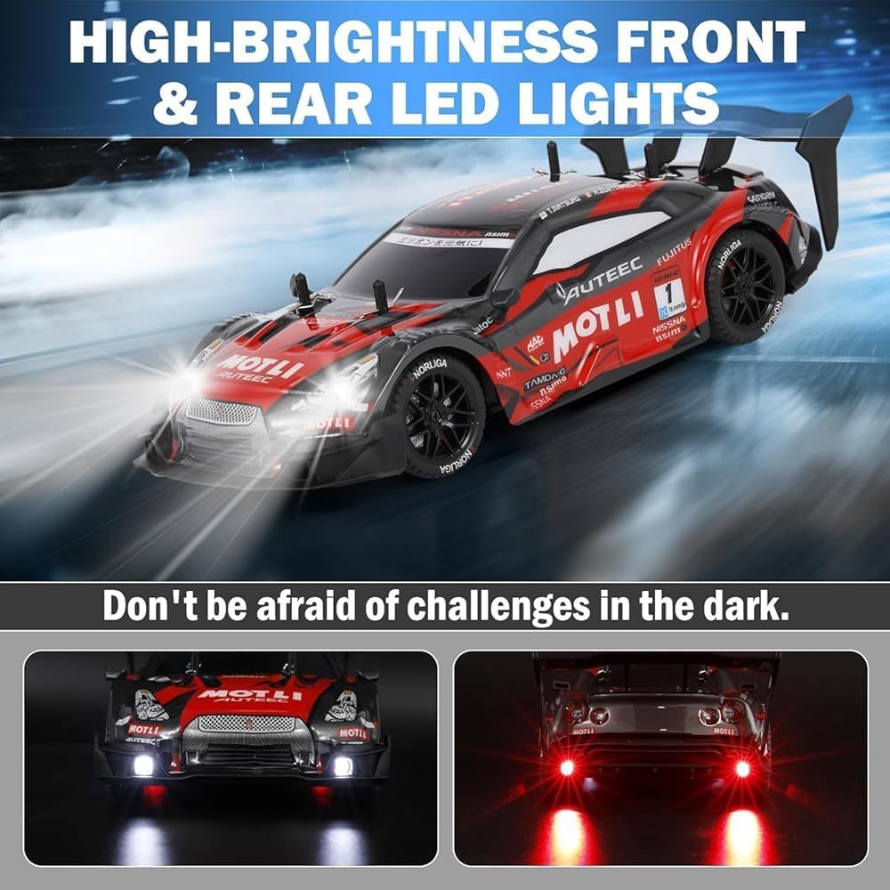 RC Drift Car, 1:24 Remote Control High Speed Racing Drifting Car 20KMH for Boys 4x4 Wheel Drive Rechargeable Extra Drifting Tires Birthday Gifts