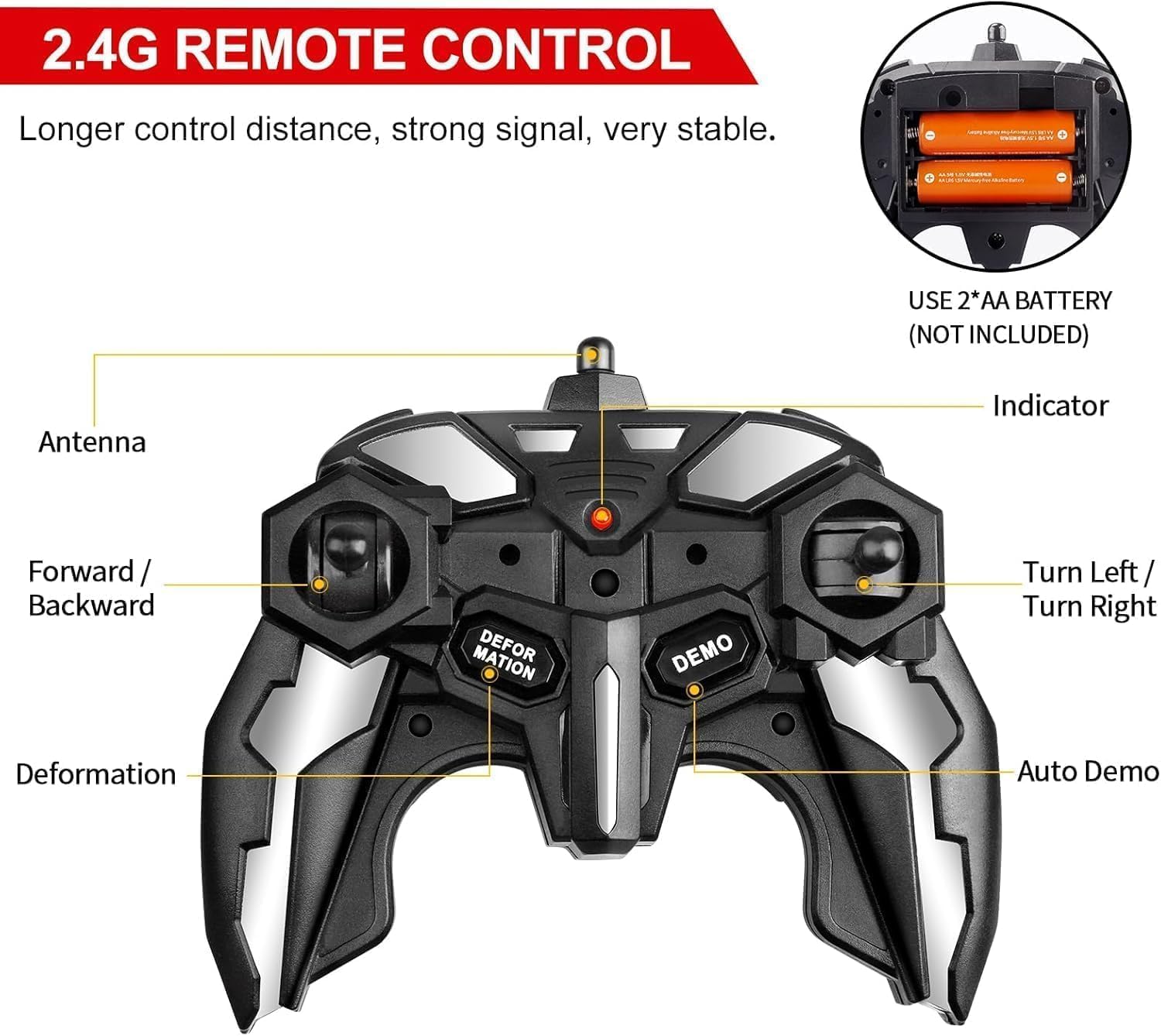 Transform Remote Control Car 2-in-1 Convertible Robot Car – One Click Deformation RC Car for Kids Boys with Rechargeable Battery Birthday Gifts