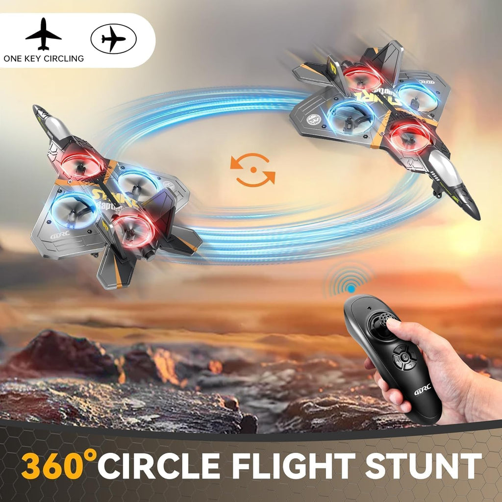 RC Aeroplane for Kids & Adults, 2.4GHz Remote Control Airplane with LED Lights, 360° Stunt Flips, 6-Axis Gyro Stabilization, USB Rechargeable EPP Foam RC Plane for Beginners