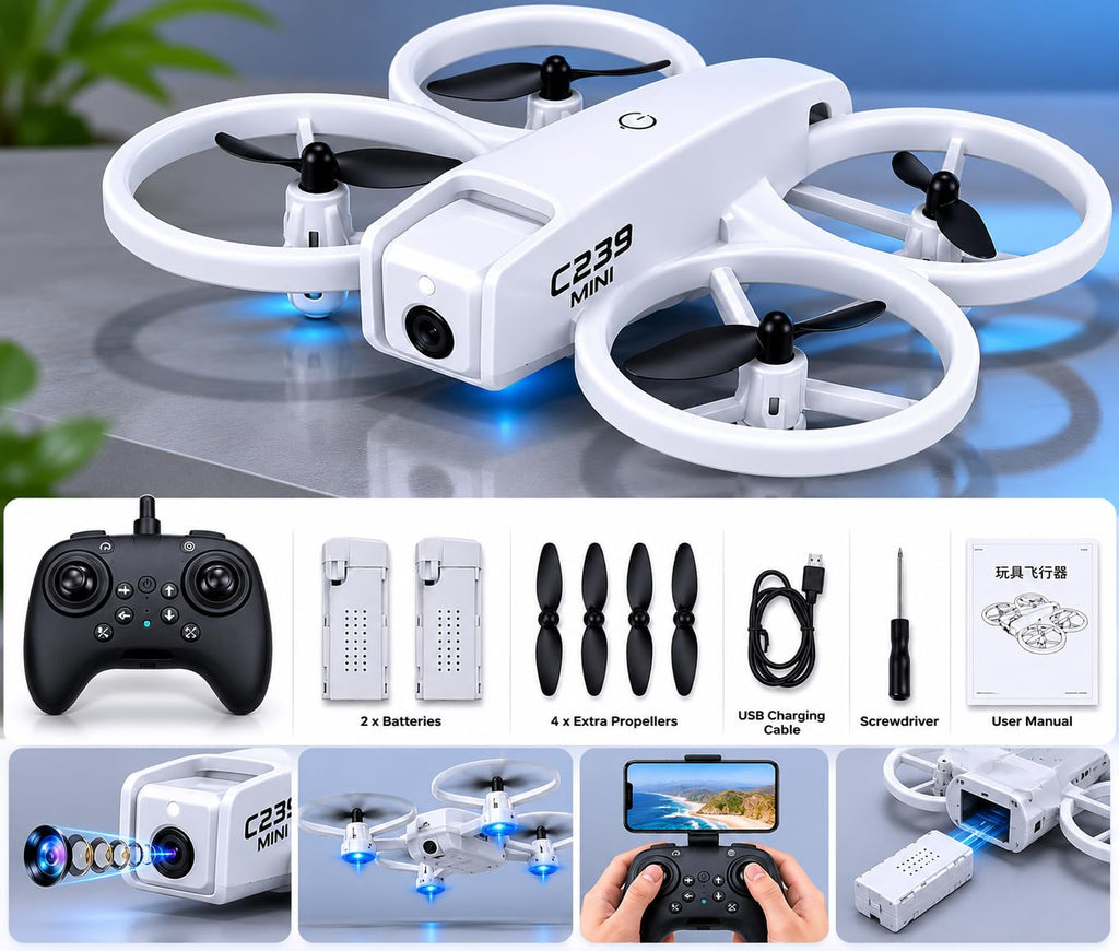 CZ39 Mini Drone with Camera for Kids & Beginners, 2 Battery Foldable RC Quadcopter with Altitude Hold, 360° Flip, Headless Mode & 2.4GHz Remote Control Toy Drone for Boys & Girls