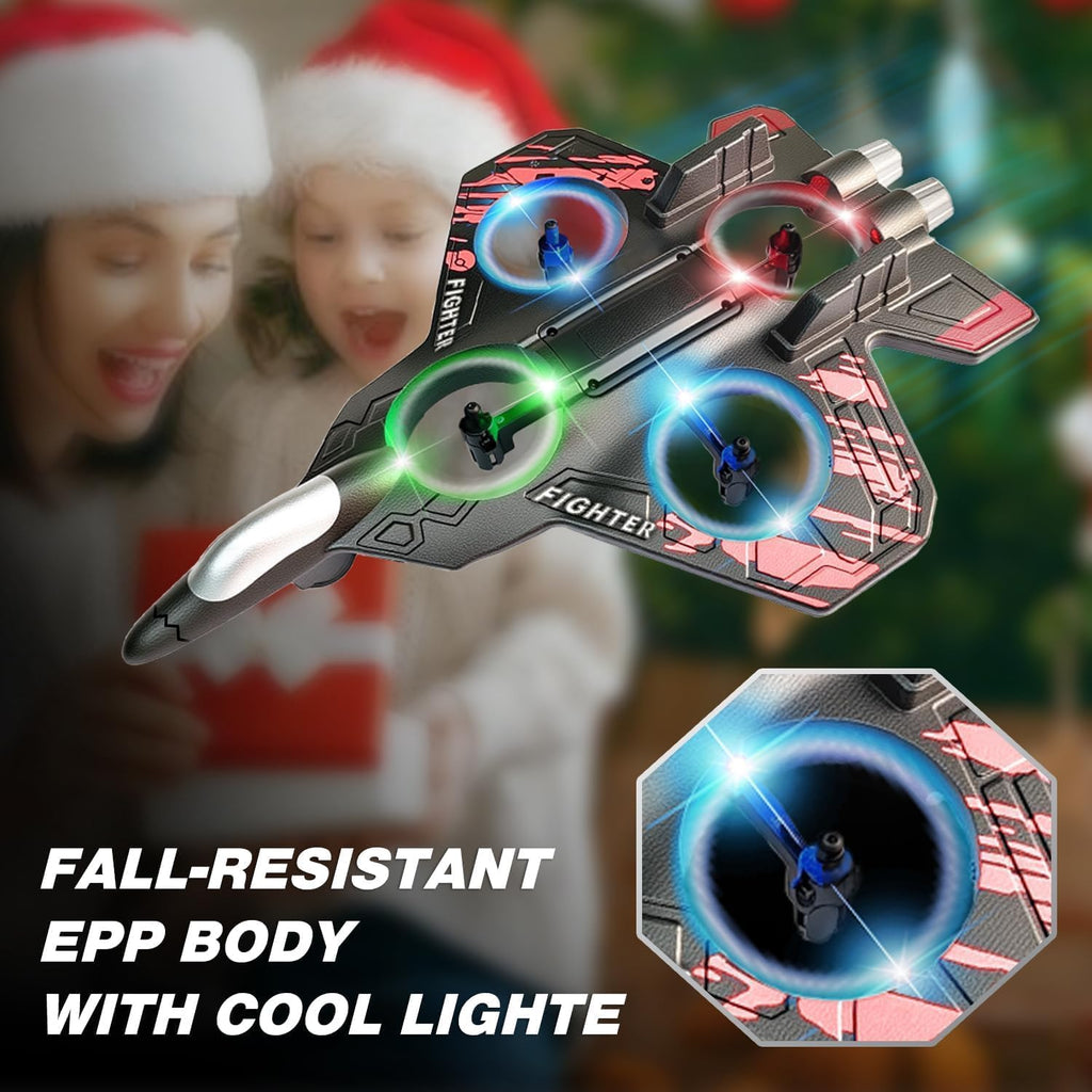 Remote Control Flying Airplane RC Glider Fighter Jet Aeroplane Drone with Rechargeable Battery for Kids & Adult Gift (RC Fighter Plane)