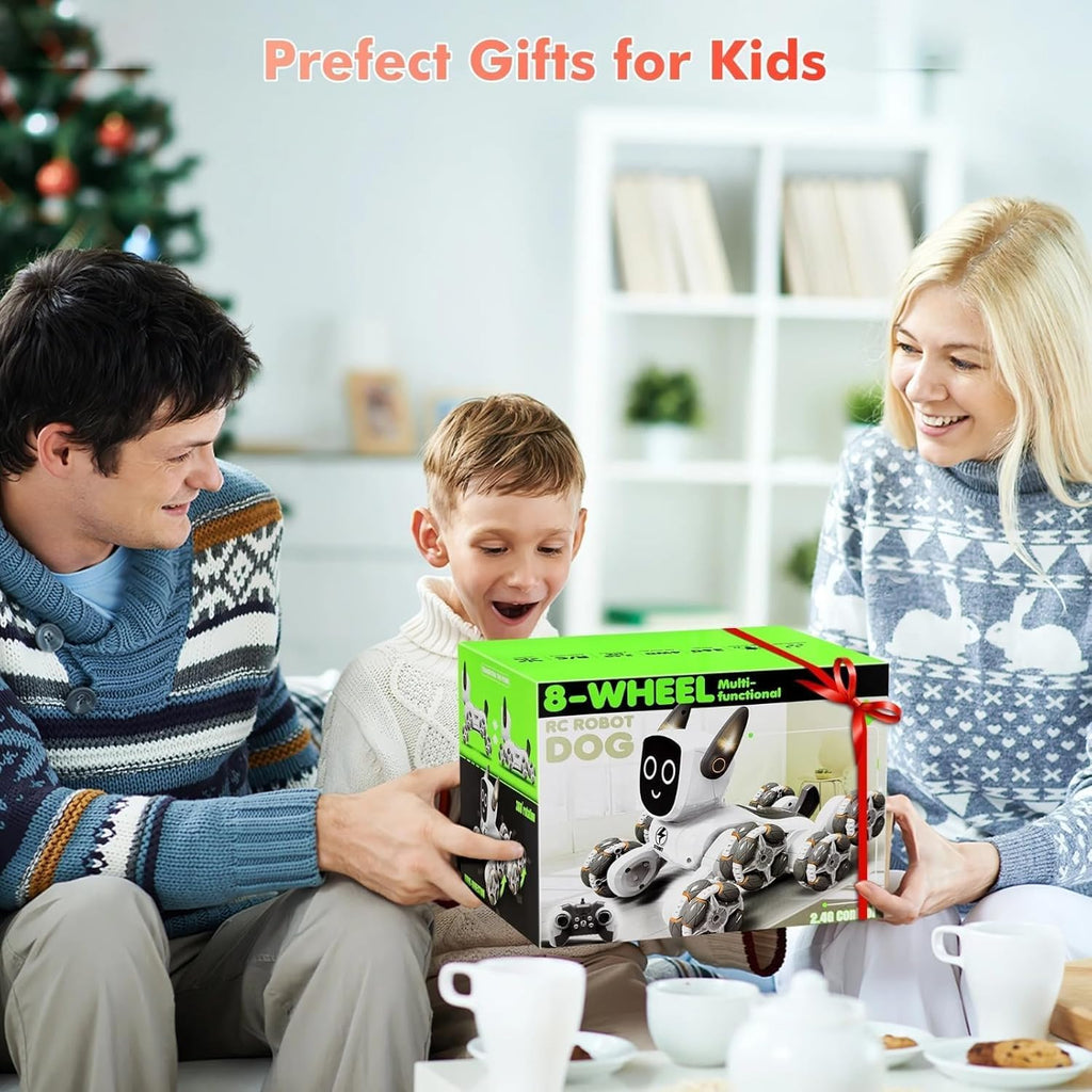 Remote Control Transform Robot Dog 8x8 RC Drift Car 8WD Toy with Light and Music 8 Wheel Drive 360 Stunt Car, Birthday Gifts for Boys Kids