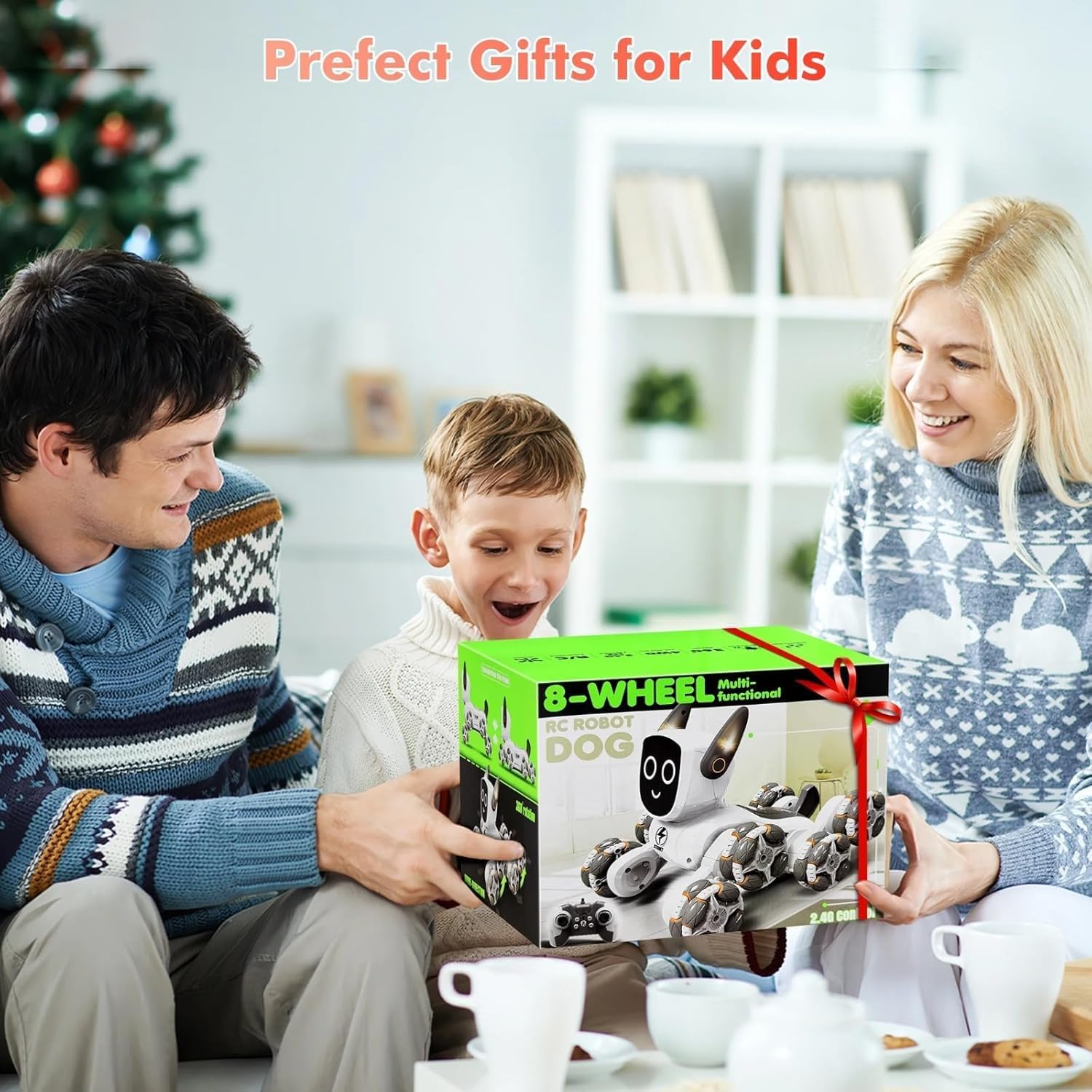 Remote Control Transform Robot Dog 8x8 RC Drift Car 8WD Toy with Light and Music 8 Wheel Drive 360 Stunt Car, Birthday Gifts for Boys Kids