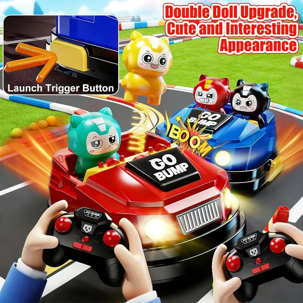 Remote Control Bumper Car Toy for Kids, 2-Player Battle Racing Game with Ejectable Drivers, 4-Channel RC Cars, Cool Lights & Sound, Rechargeable Battery, Fun Indoor Toys