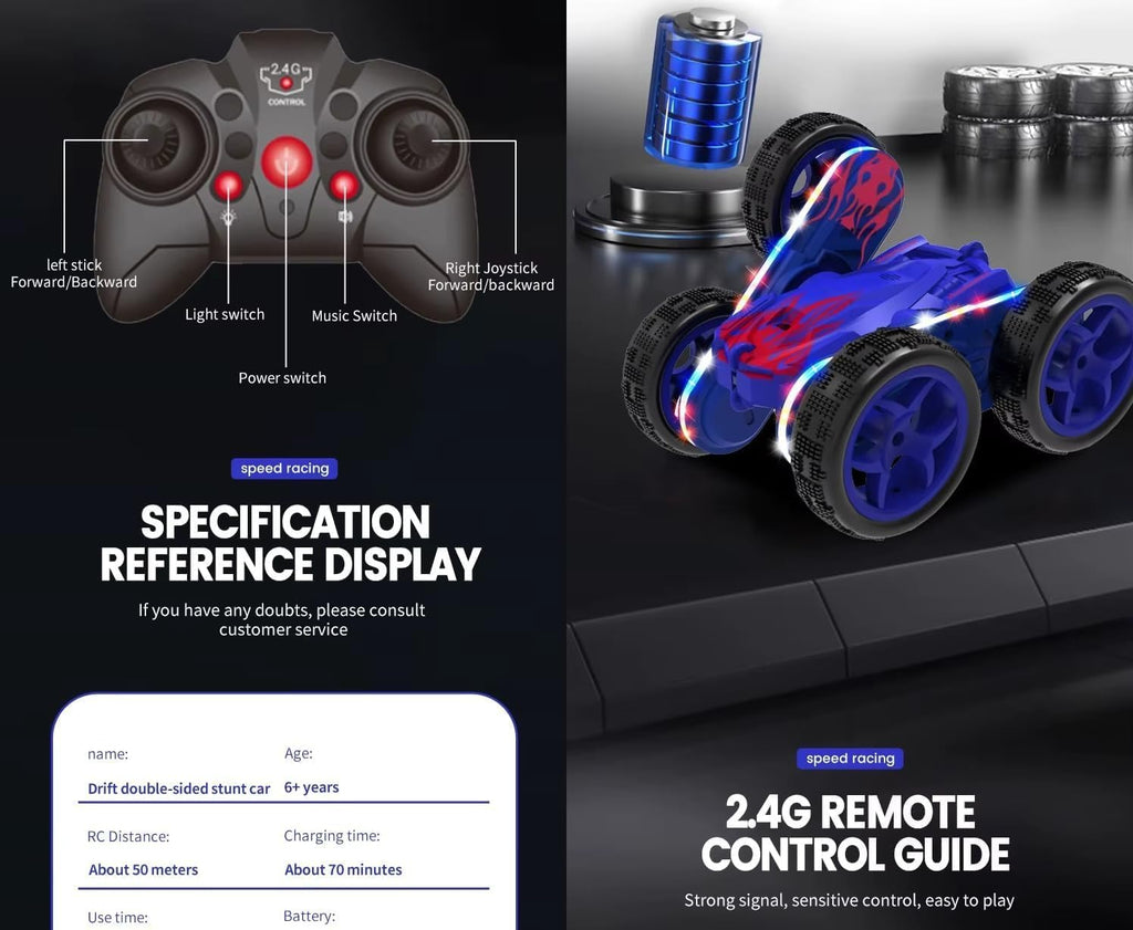 360° Rotate Stunt Car 4x4 Remote Control Car Dual Sided 4WD RC Car 4 Wheel Drive with Rechargeable Battery for Kids Boys Birthday Gift