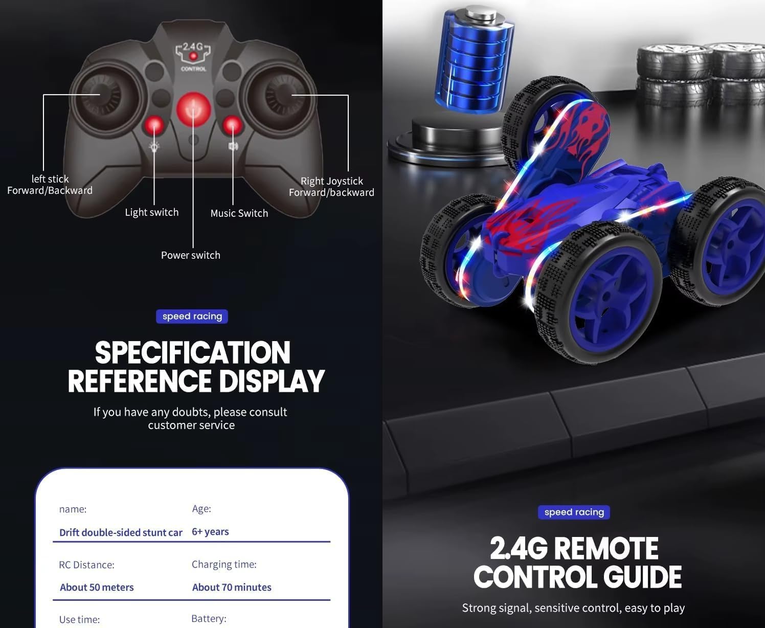 360° Rotate Stunt Car 4x4 Remote Control Car Dual Sided 4WD RC Car 4 Wheel Drive with Rechargeable Battery for Kids Boys Birthday Gift