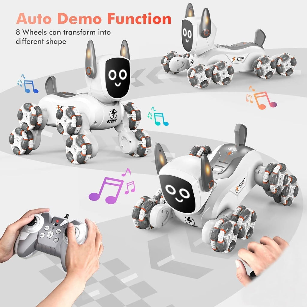 Remote Control Transform Robot Dog 8x8 RC Drift Car 8WD Toy with Light and Music 8 Wheel Drive 360 Stunt Car, Birthday Gifts for Boys Kids