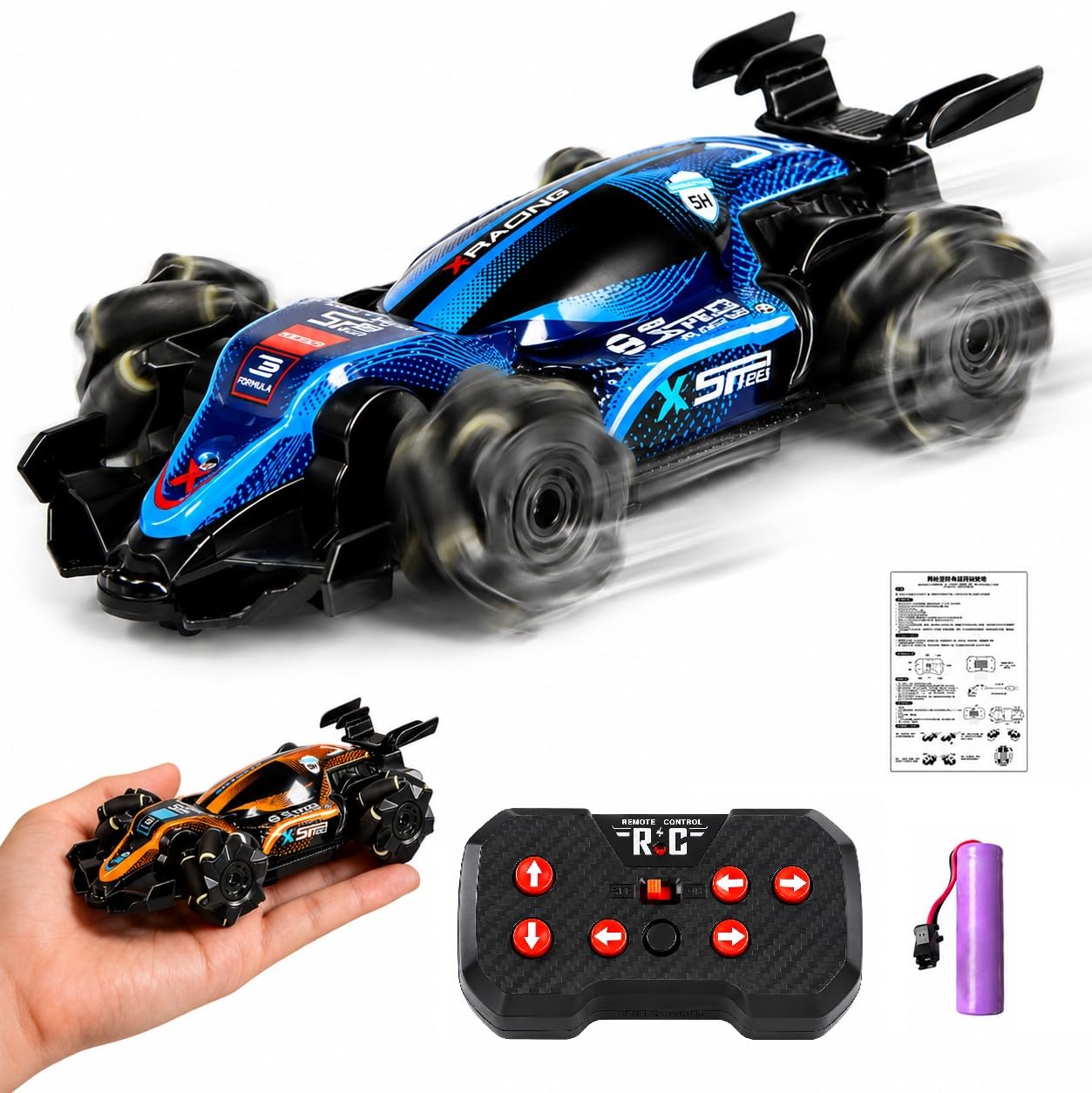 1:40 Scale F1 Racing Drift RC Car with 4WD, 360° Stunt Rotation & Rechargeable Battery