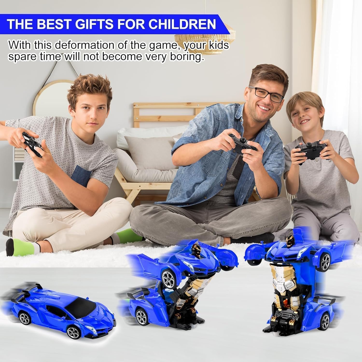 Transform Remote Control Car 2-in-1 Convertible Robot Car – One Click Deformation RC Car for Kids Boys with Rechargeable Battery Birthday Gifts