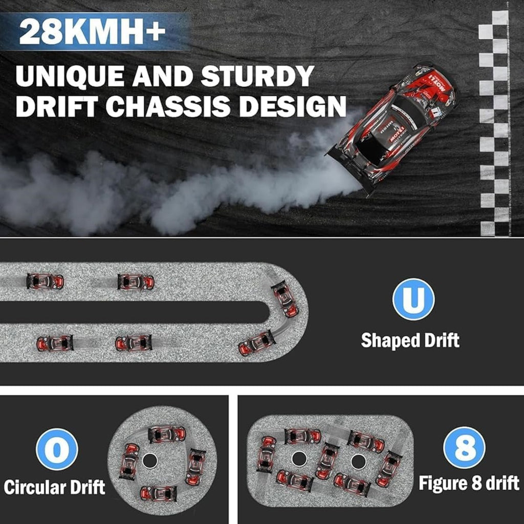 1:24 Remote Control High Speed Racing Drifting Car 20KMH for Boys 4x4 Wheel Drive Rechargeable Extra Drifting Tires Birthday Gifts