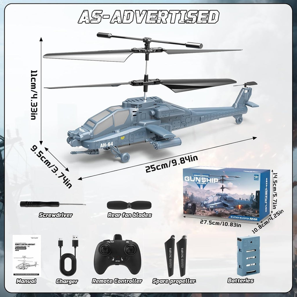 RC Helicopter 2.4 GHz Remote Controlled Flying Helicopter Toy with LED Lights, One Button Start & Altitude Hold Function Gifts for Kids Boys