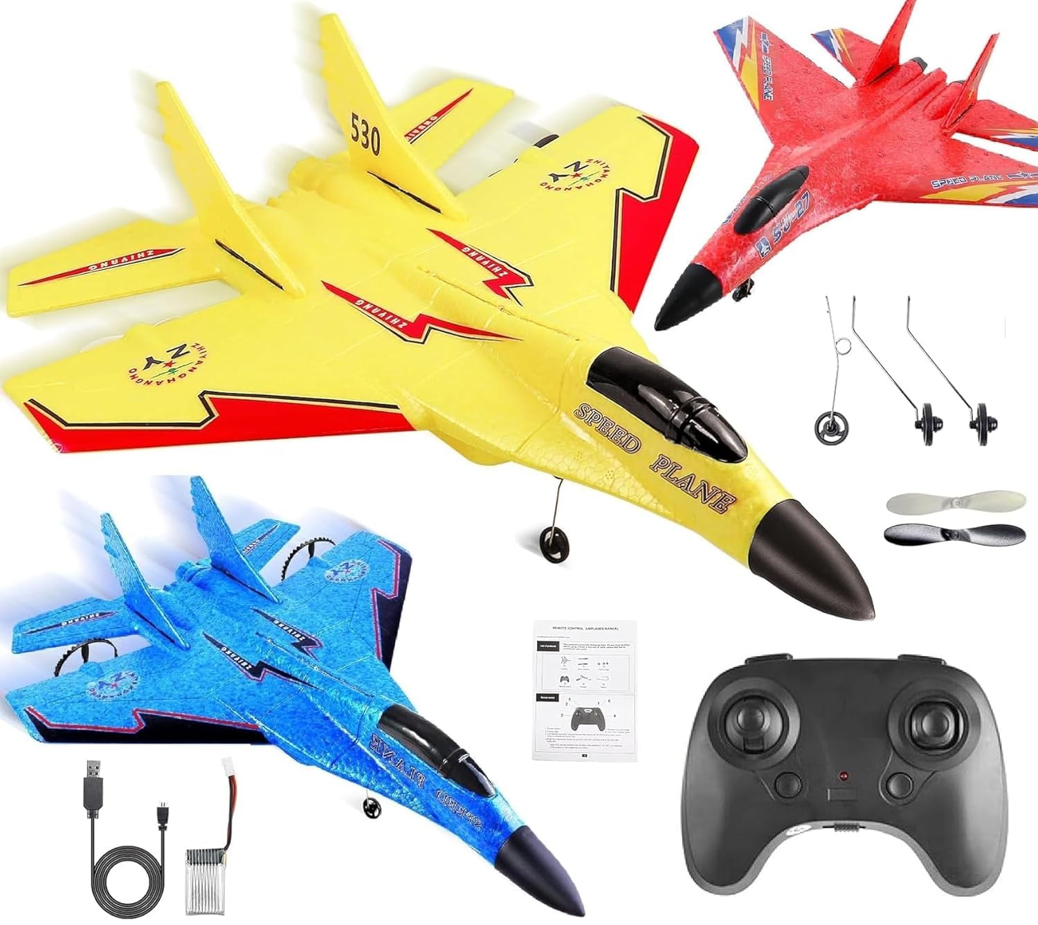 Remote Control Airplane for Kids & Adults, Epp Foam RC Airplane Jet Aircraft RC Glider Automatic Balance Gyro Plane with Night Lights, Stunt RC Gifts for Boys