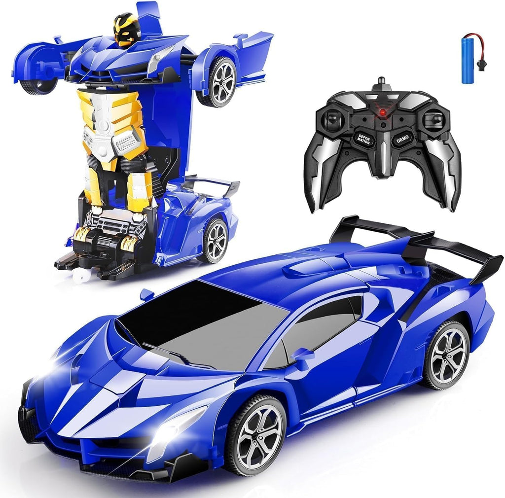 Transform Remote Control Car 2-in-1 Convertible Robot Car – One Click Deformation RC Car for Kids Boys with Rechargeable Battery Birthday Gifts