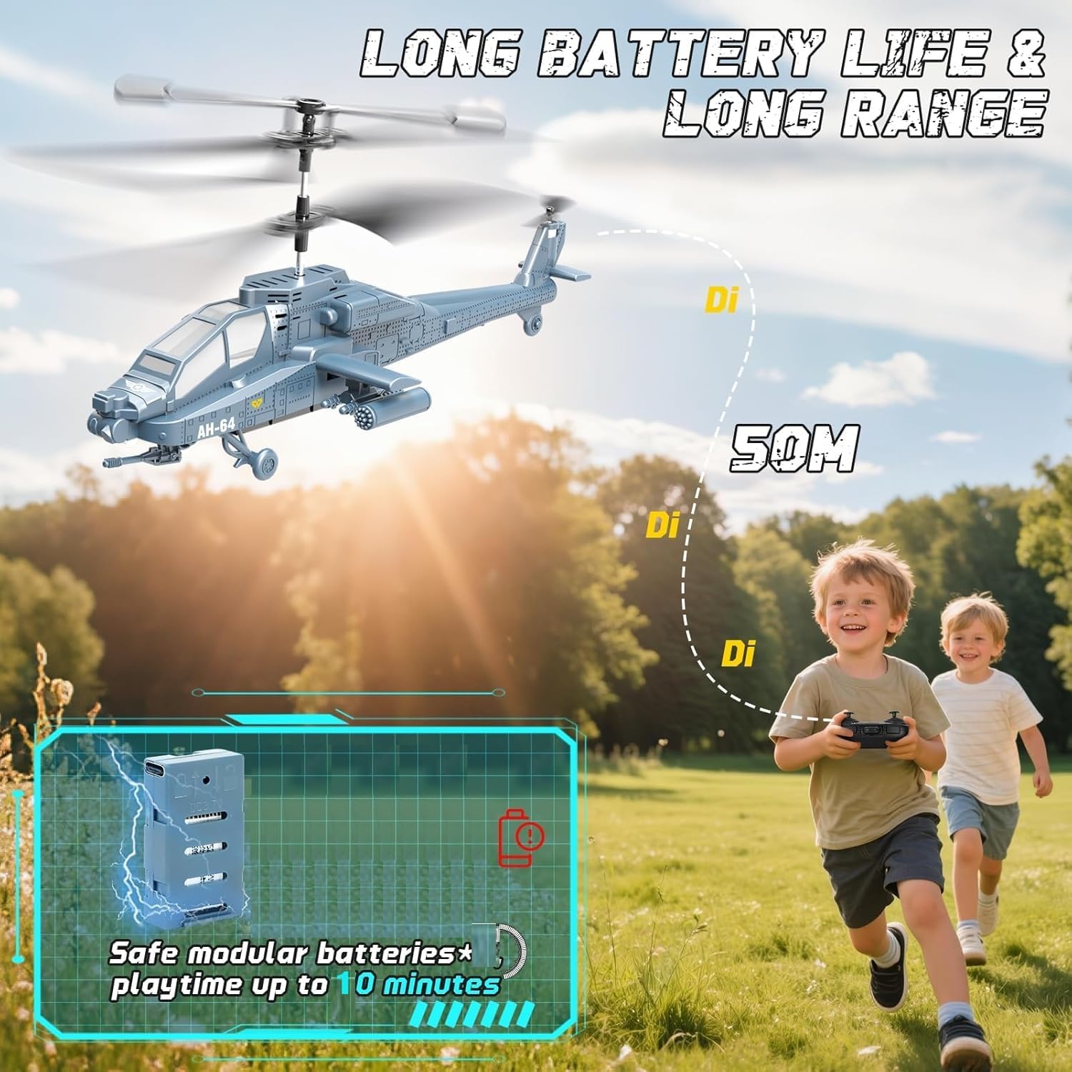 RC Helicopter 2.4 GHz Remote Controlled Flying Helicopter Toy with LED Lights, One Button Start & Altitude Hold Function Gifts for Kids Boys