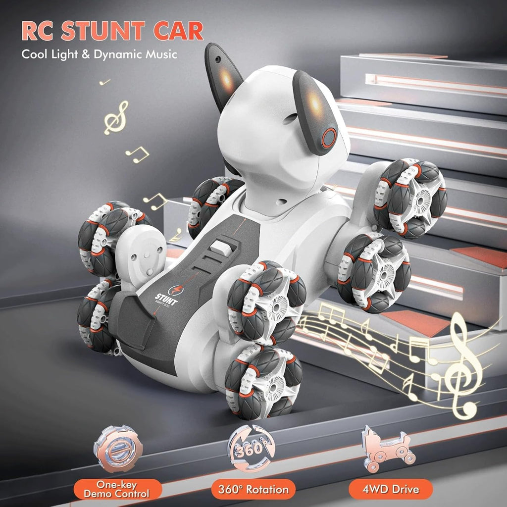 Remote Control Transform Robot Dog 8x8 RC Drift Car 8WD Toy with Light and Music 8 Wheel Drive 360 Stunt Car, Birthday Gifts for Boys Kids