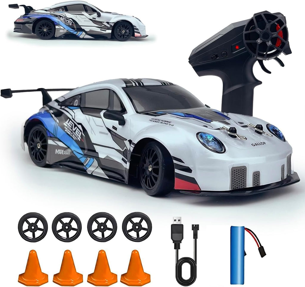 1:24 Remote Control High Speed Racing Drifting Car 20KMH for Boys 4x4 Wheel Drive Rechargeable Extra Drifting Tires Birthday Gifts