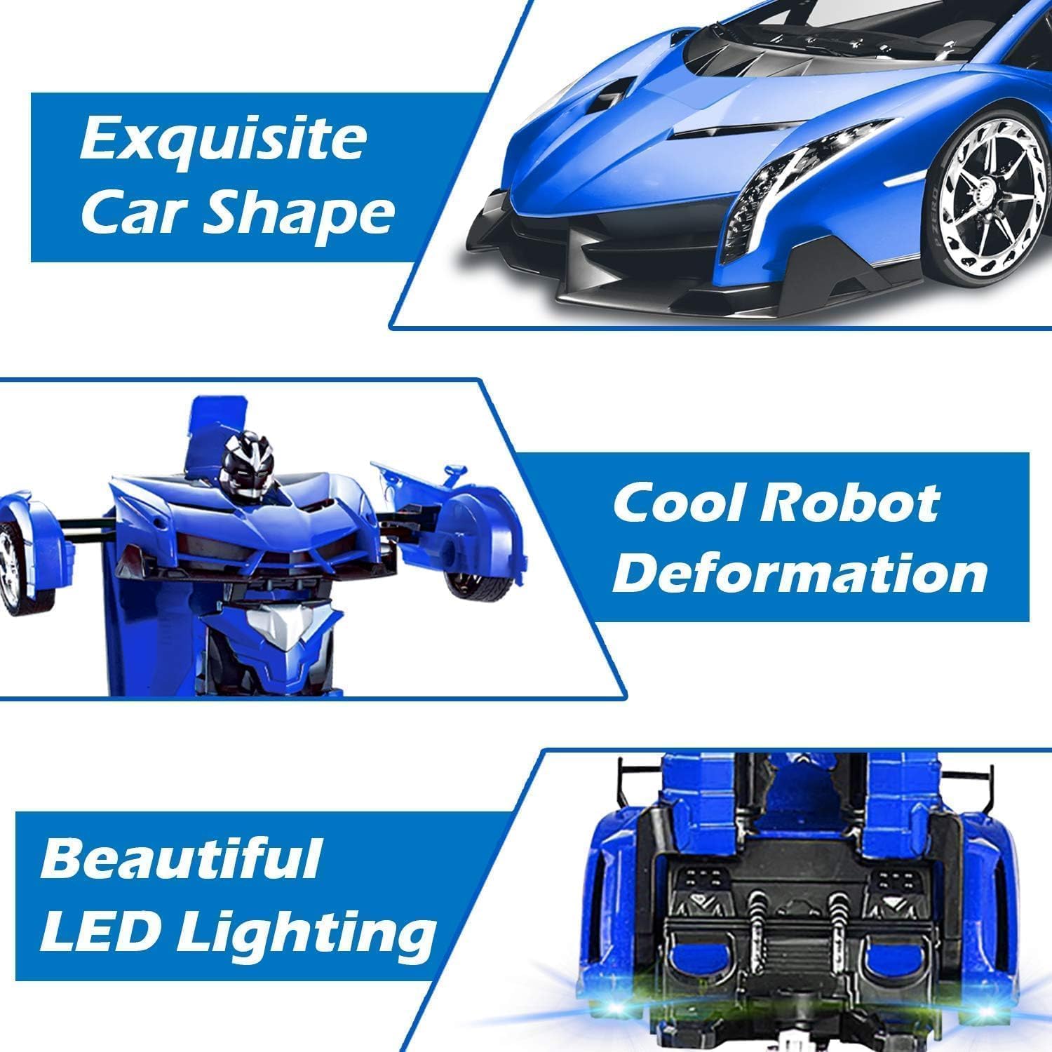 Transform Remote Control Car 2-in-1 Convertible Robot Car – One Click Deformation RC Car for Kids Boys with Rechargeable Battery Birthday Gifts
