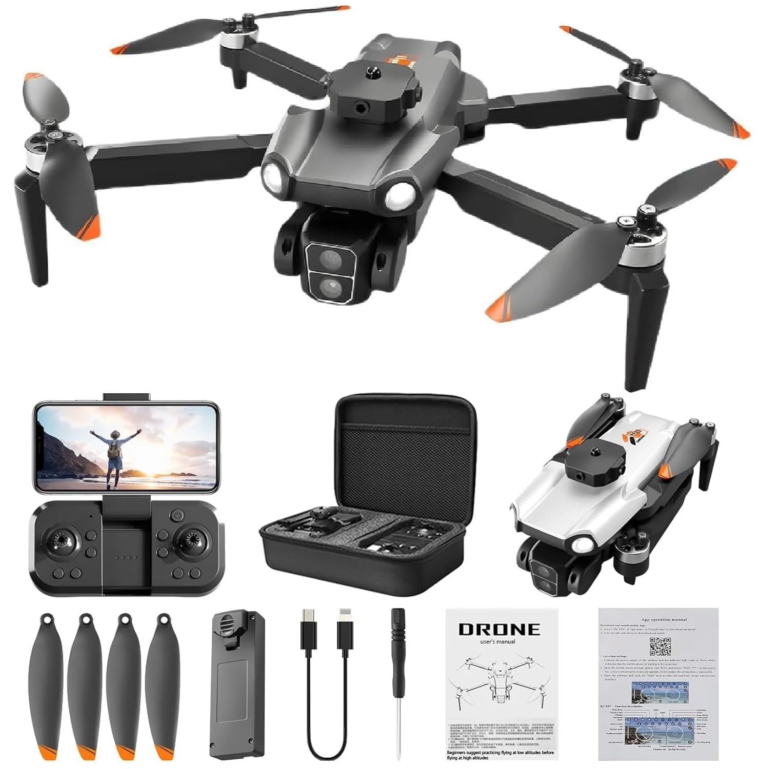 4K Video Camera Drone HD with Brushless Motors, Obstacle Avoidance Sensor, Long Range, 15 Min Flight per Battery, Rechargeable Battery, Smart Auto Return