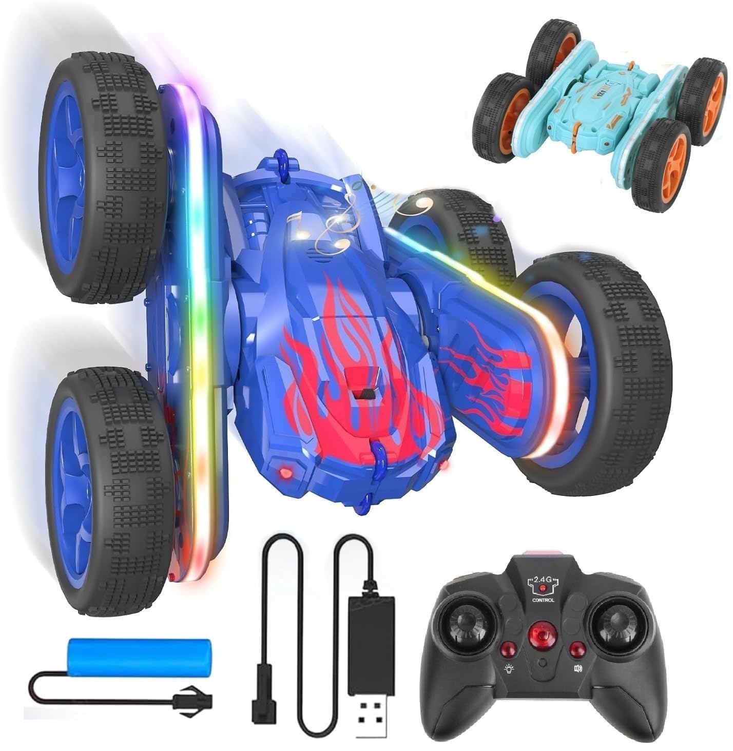 360° Rotate Stunt Car 4x4 Remote Control Car Dual Sided 4WD RC Car 4 Wheel Drive with Rechargeable Battery for Kids Boys Birthday Gift