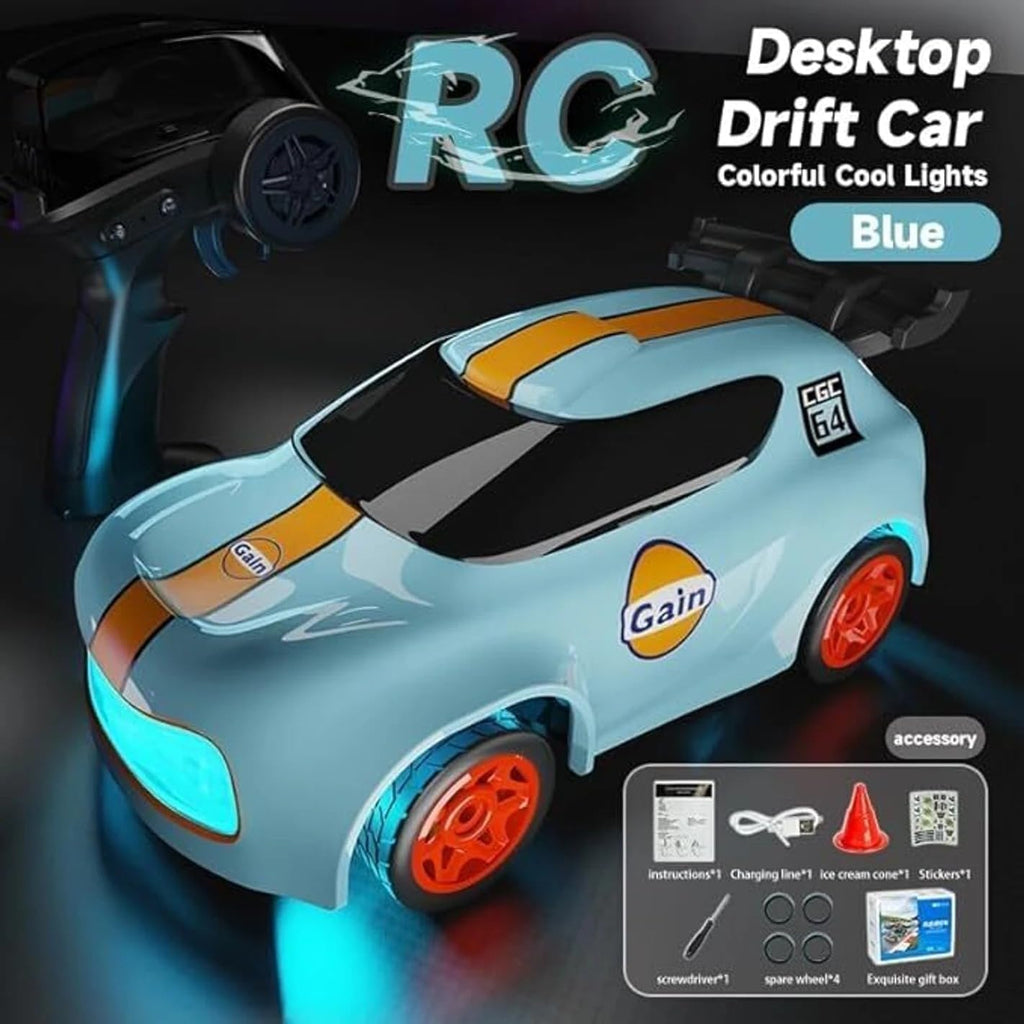 Mini RC Drift Car 1:64 Scale Remote Control Car with LED Lights & Speed Mode, 2.4GHz Stunt Drifting RC Toys, Hobby Gift for Kids & Adults