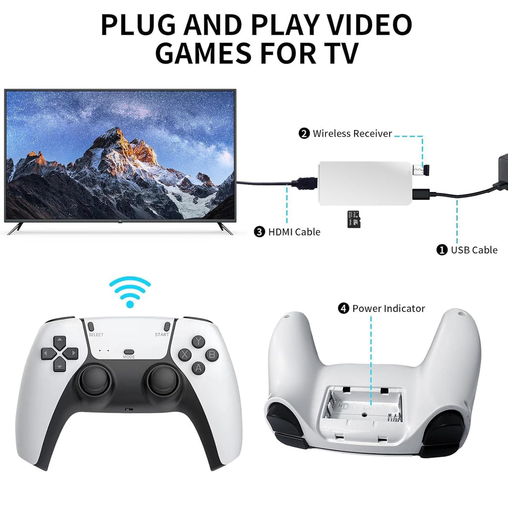2026 Upgraded 4k TV Plug & Play Video Game with 2 Wireless Controllers - 21000+ Retro TV Gaming Stick Console for Kids & Adults